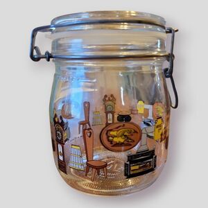 Early American 3/4L Glass Bale Wire Flip Lid Niveau De Remplissage France (B12)